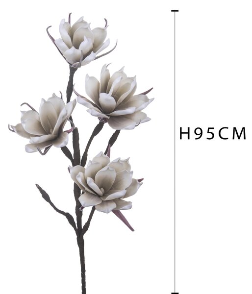Set 2 Magnolie Composta da 4 Fiori Artificiali Altezza 95 cm Grigio