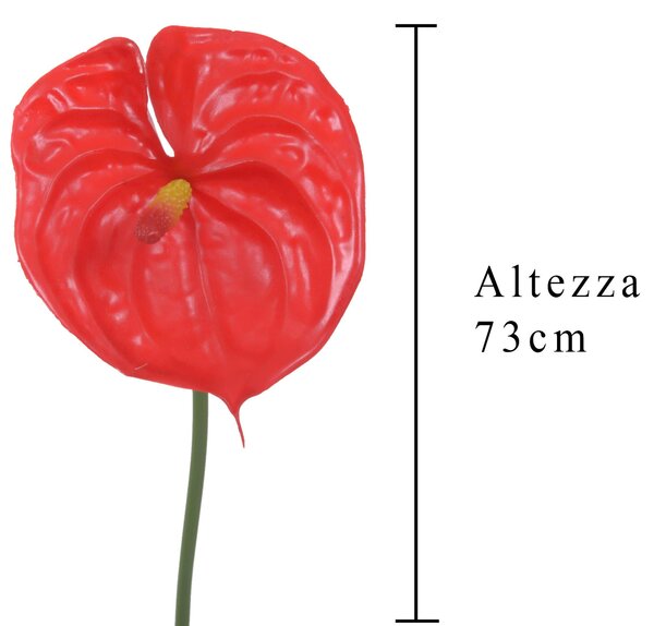 Set 24 Fiori Artificiali di Anthurium Altezza 73 cm Rosso