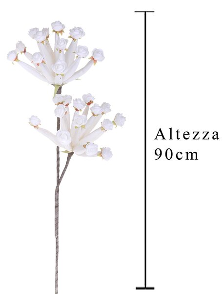 Set 3 Giant Caplume Composto da 2 Fiori Artificiali Altezza 90 cm Bianco