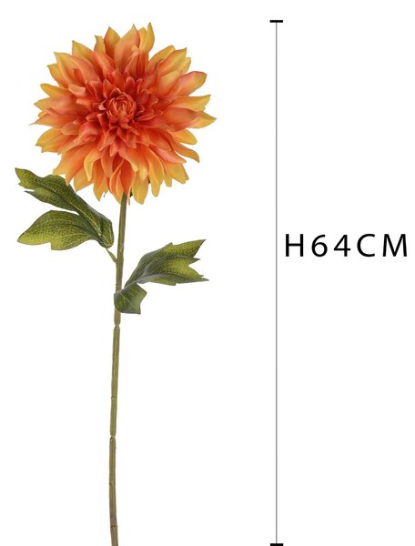 Set 6 Fiori Artificiali di Dalia Singola Altezza 64 cm Giallo