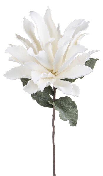 Set 2 Fiori Artificiali Ginger Foam con Foglie Altezza 70 cm Bianco