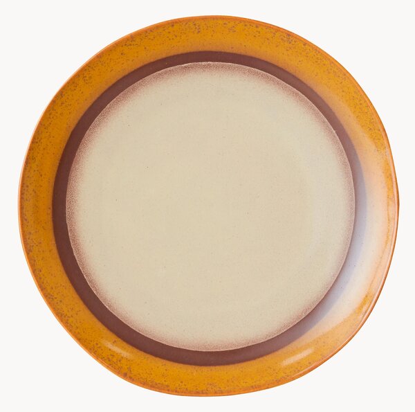 Set di 2 piatti piani fatti a mano con smalto reattivo 70's