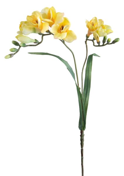 Set 6 Fiori Artificiali di Fresia con Due Fiori Altezza 63 cm Giallo