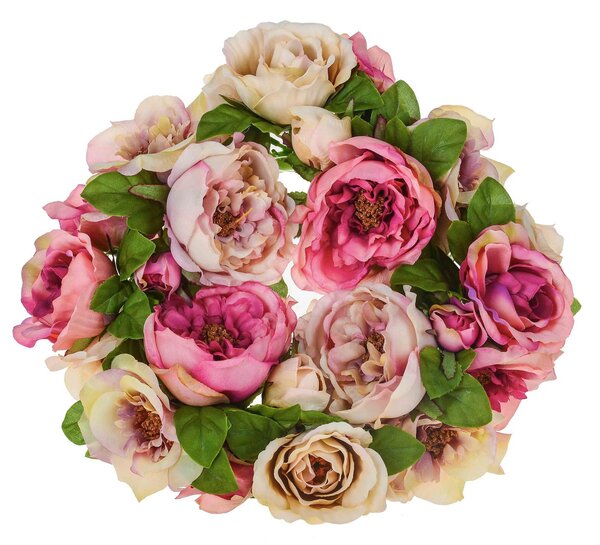 Set 2 Coroncina Artificiale con Rose Larghezza 30,5 cm