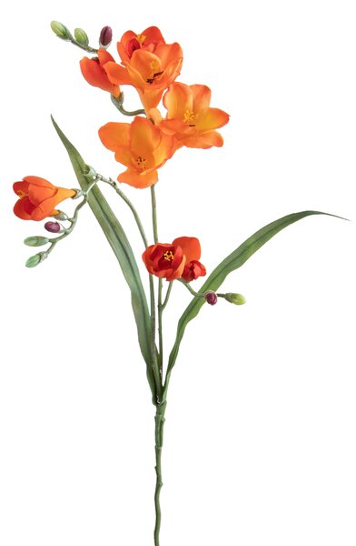 Set 6 Fiori Artificiali di Fresia con Due Fiori Altezza 63 cm Arancio