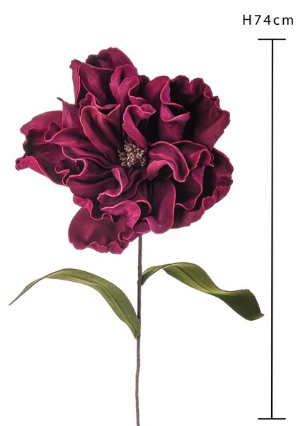 Set 2 Fiori di Peonia Artificiale Artificiale Altezza 74 cm Marrone/Ciliegia/Bordeaux