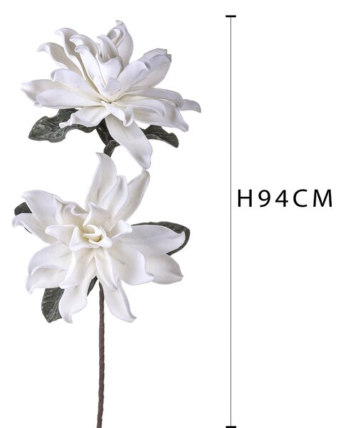 Set 2 Fiori di Dalia Composta da 2 Fiori Artificiali Altezza 94 cm Bianco