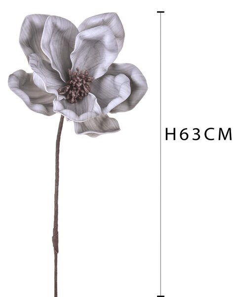 Set 3 Fiori Artificiali di Magnolia Altezza 63 cm Grigio