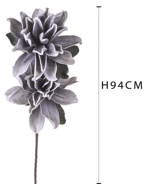 Set 2 Fiori di Dalia Composta da 2 Fiori Artificiali Altezza 94 cm Grigio