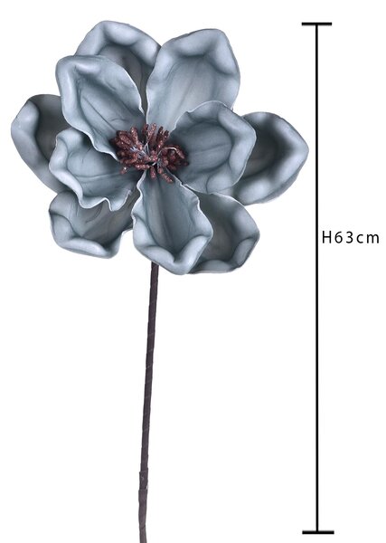 Set 3 Fiori Artificiali di Magnolia Altezza 63 cm Blu