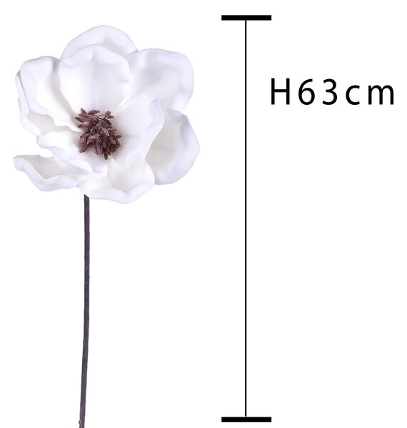 Set 3 Fiori Artificiali di Magnolia Altezza 63 cm Bianco