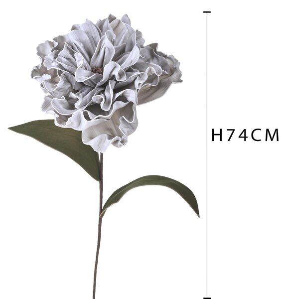 Set 2 Fiori di Peonia Artificiale Artificiale Altezza 74 cm Grigio