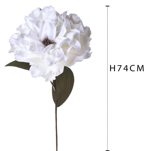 Set 2 Fiori di Peonia Artificiale Artificiale Altezza 74 cm Bianco