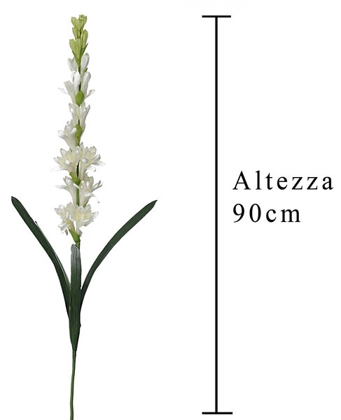 Set 3 Fiori Artificiali di Tuberosa Altezza 90 cm Bianco