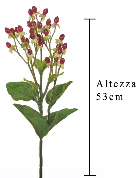 Set 8 Fiori Artificiali di Hipericum Altezza 53 cm Rosso