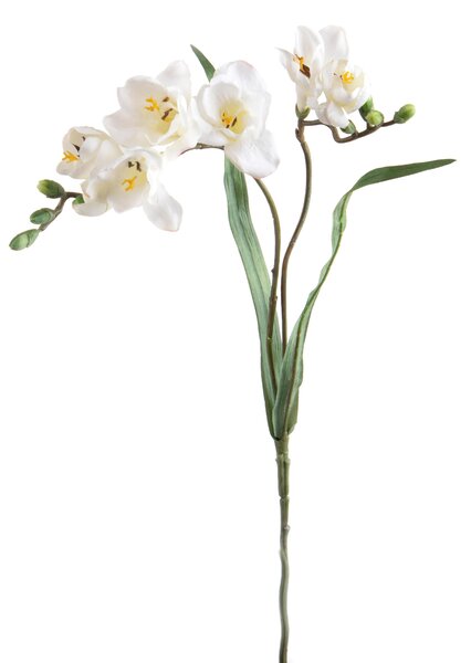 Set 6 Fiori Artificiali di Fresia con Due Fiori Altezza 63 cm Bianco