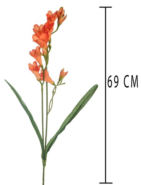 Set 8 Fresia Composta da 2 Fiori Artificiali Altezza 58 cm Arancio