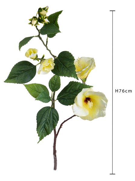Set 2 Hibicus Composto da 2 Fiori Artificiali Altezza 76 cm Giallo