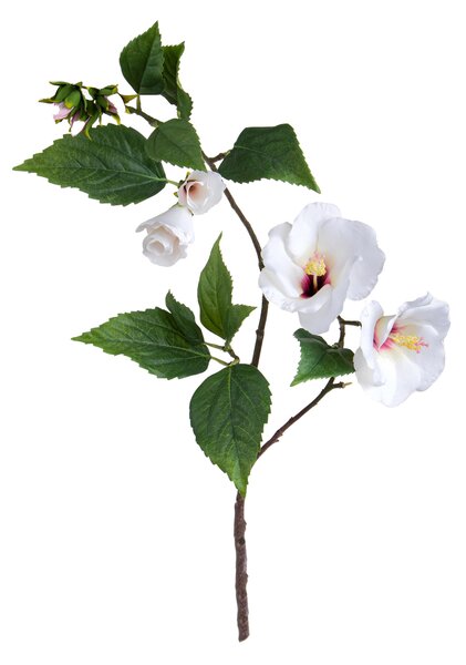 Set 2 Hibicus Composto da 2 Fiori Artificiali Altezza 76 cm Bianco