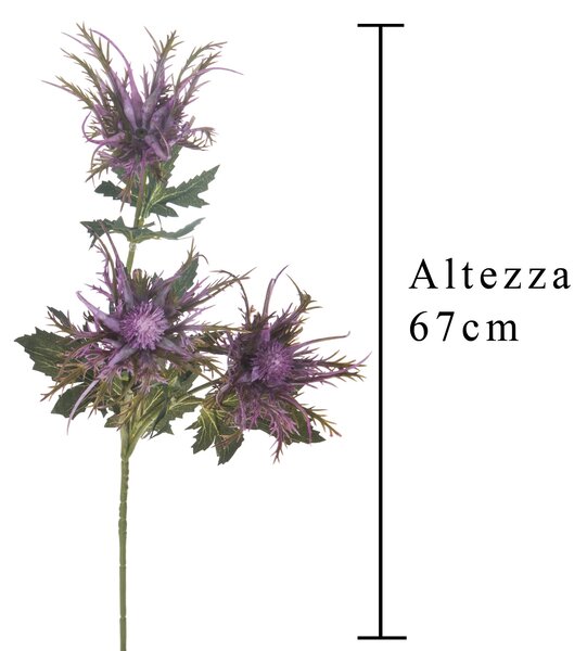 Set 6 Piante Artificiali di Cartamus Composta da 3 Fiori Altezza 67 cm Viola