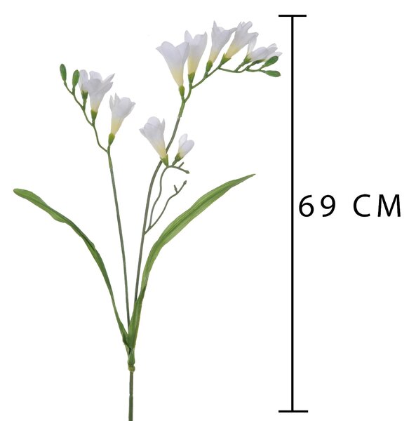 Set 8 Fresia Composta da 2 Fiori Artificiali Altezza 58 cm Bianco