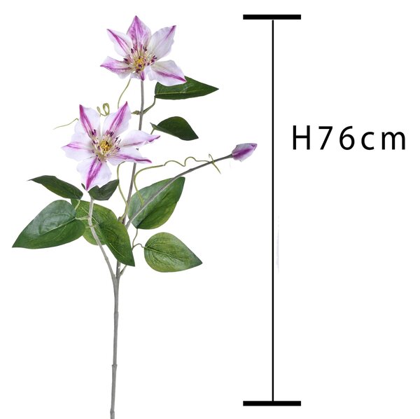 Set 4 Rami Artificiali di Clematis Composto da 2 Fiori Altezza 76 cm Bianco