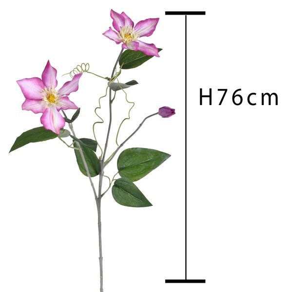 Set 4 Rami Artificiali di Clematis Composto da 2 Fiori Altezza 76 cm Rosa