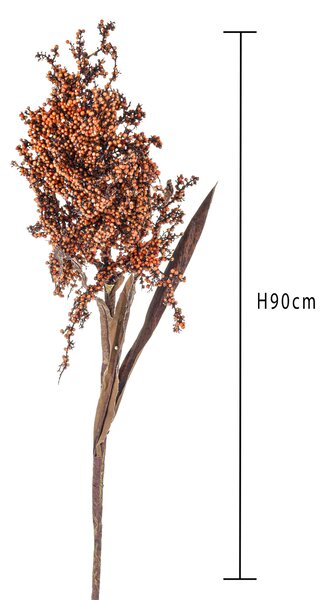 Set 4 Sorgo Dry Look Artificiali Altezza 90 cm Arancio