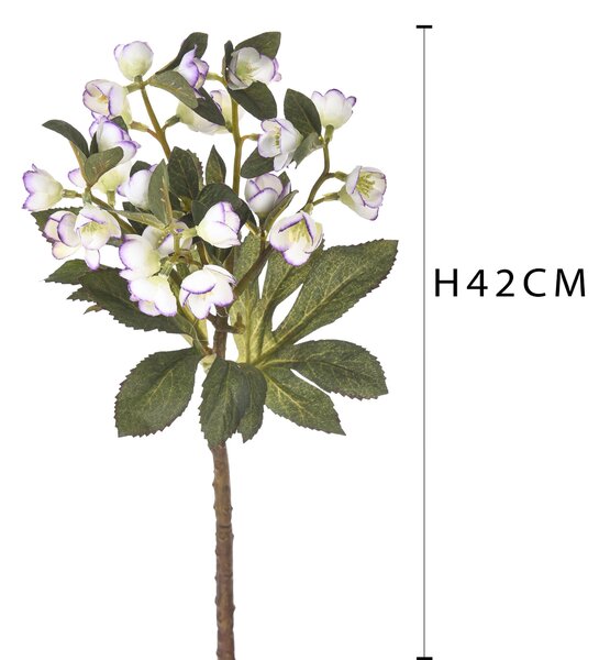 Set 4 Rami Artificiali di Helleborus Altezza 42 cm Bianco