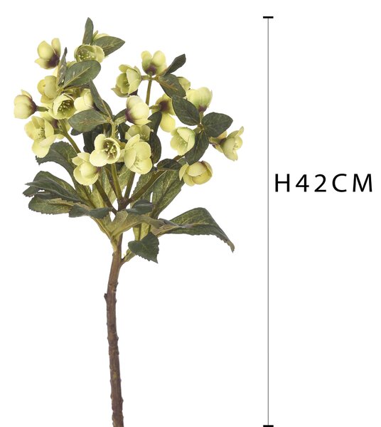 Set 4 Rami Artificiali di Helleborus Altezza 42 cm Verde