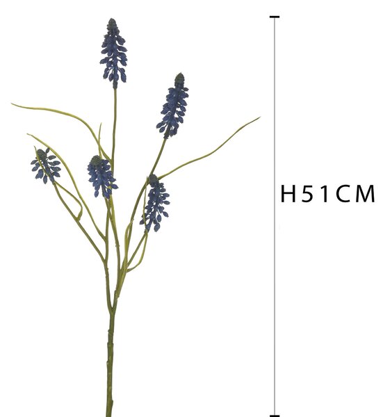 Set 8 Rami Artificiali di Muscari Altezza 51 cm Blu