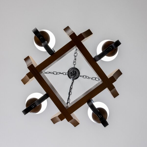 Brilagi - Lampadario a sospensione con catena QUEEN 4xE14/40W/230V faggio/noce