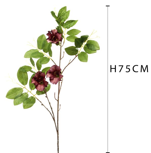 Set 4 Cubea Artificiale con 3 Fiori H.75 cm Viola