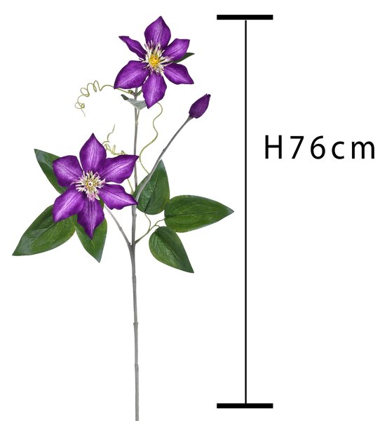 Set 4 Rami Artificiali di Clematis Composto da 2 Fiori Altezza 76 cm