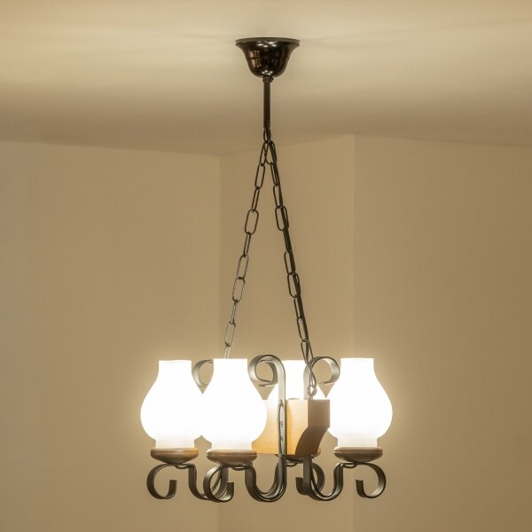 Brilagi - Lampadario a sospensione con catena QUEEN 4xE14/40W/230V faggio/noce