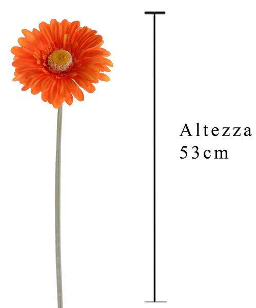 Set 12 Fiori Artificiali di Gerbera Altezza 53 cm Arancio