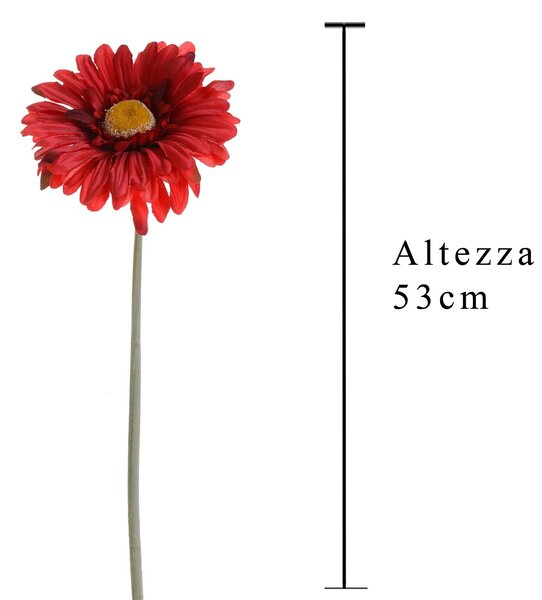 Set 12 Fiori Artificiali di Gerbera Altezza 53 cm Rosso