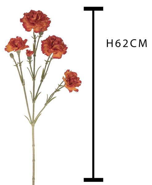 Set 8 Fiori Artificiali di Garofanello Altezza 62 cm Arancio