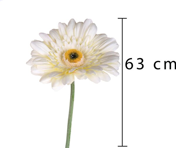 Set 12 Fiori Artificiali di Gerbera Altezza 63 cm Bianco