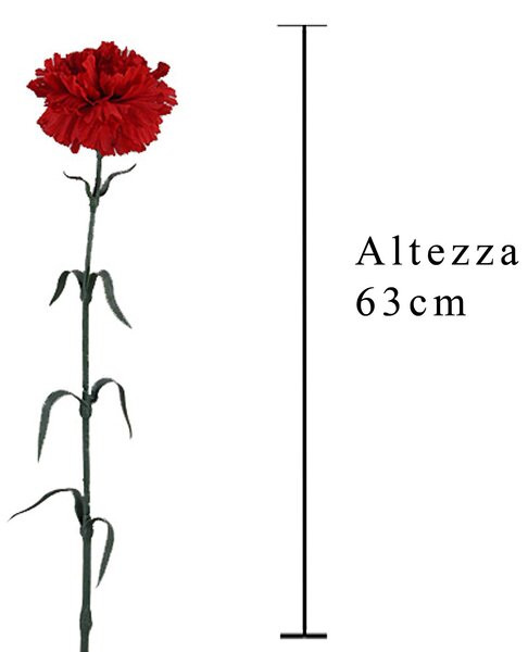 Set 12 Garofani Artificiali Singoli Altezza 63 cm Rosso
