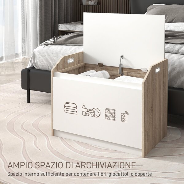 HOMCOM Cassapanca in Legno Moderna con Schienale e Vano Contenitore, 62.4x40x51.5cm, Bianco|Aosom