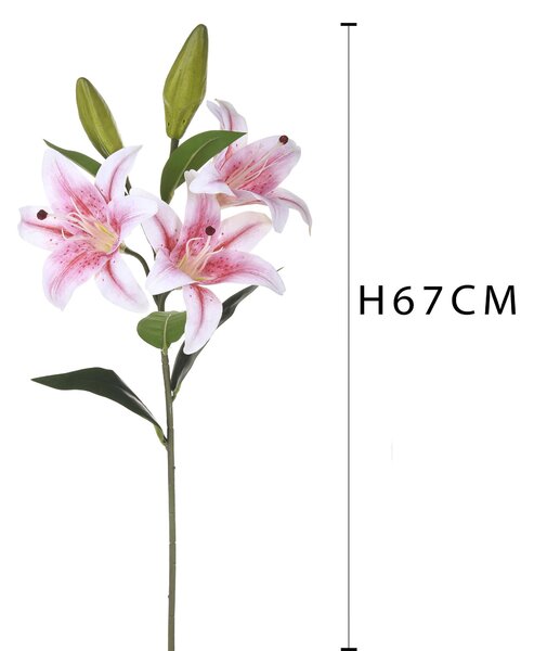 Set 4 Lilium Artificiali Stargaze Composto da 3 Fiori Altezza 67 cm Rosa