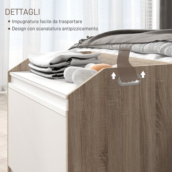 HOMCOM Cassapanca in Legno Moderna con Schienale e Vano Contenitore, 62.4x40x51.5cm, Bianco|Aosom