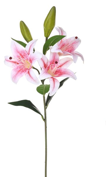 Set 4 Lilium Artificiali Stargaze Composto da 3 Fiori Altezza 67 cm Rosa