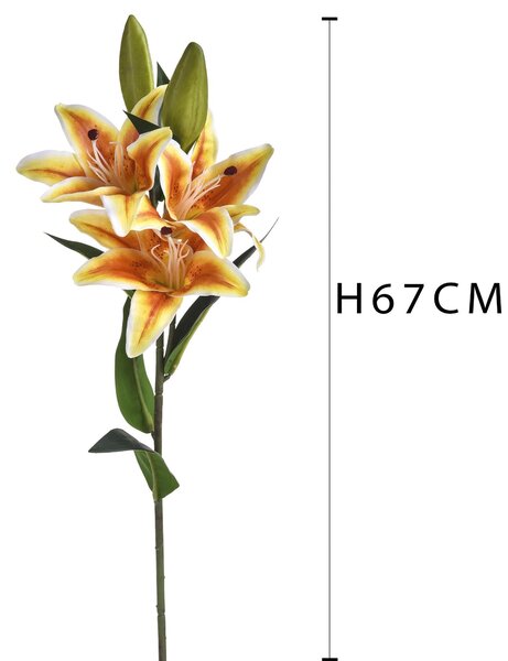 Set 4 Lilium Artificiali Stargaze Composto da 3 Fiori Altezza 67 cm Arancio