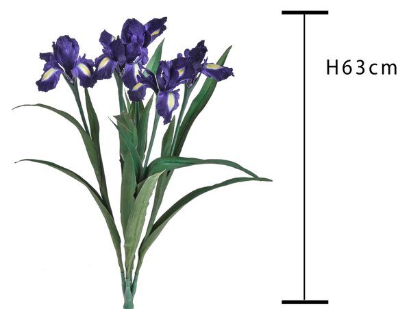 Iris Artificiale Composto da 5 Fiori Altezza 68 cm Viola