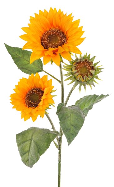 Set 2 Girasoli Artificiali con 3 Fiori Altezza 85 cm Giallo