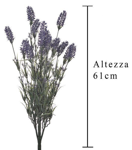 Set 4 Lavanda Artificiale con 15 Fiori Altezza 61 cm Viola