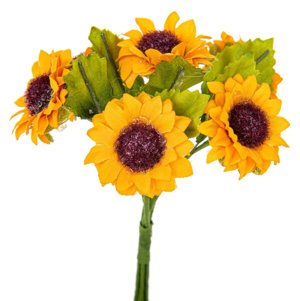 Set 48 Pick di Mini Girasole Artificiali Composto da 6 Rametti