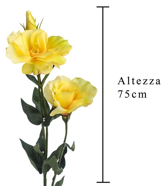 Set 6 Lisianthus Artificiali con Fiori Altezza 75 cm Giallo